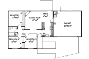 Floor Plan - Main Floor for Ranch House Plan #60-757 - 3 bed, 1 bath