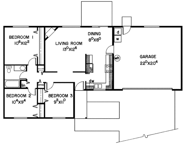 Home Plan - Ranch Floor Plan - Main Floor Plan #60-757