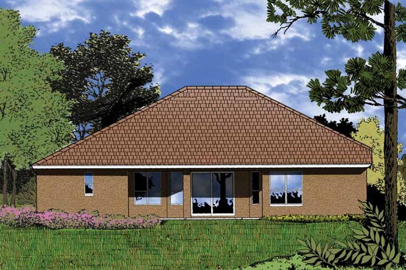 Architectural House Design - Exterior - Rear Elevation for Mediterranean House Plan #1015-2 - 4 bed, 3 bath