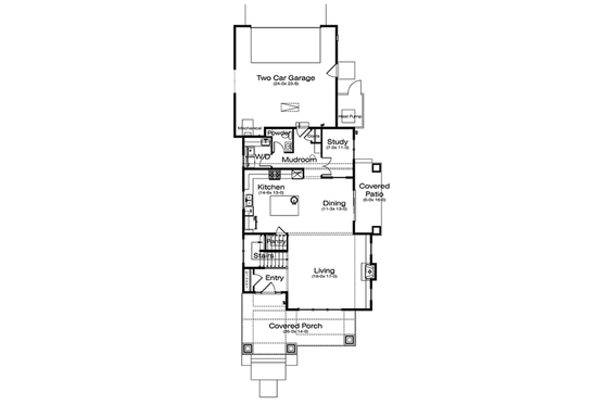Floor Plan - Main Floor for Prairie House Plan #895-74 - 3 bed, 2.5 bath
