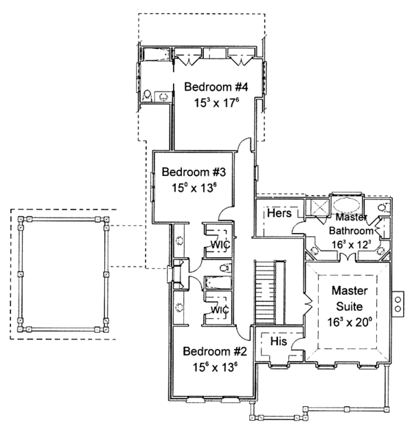 Home Plan - Classical Floor Plan - Upper Floor Plan #429-262