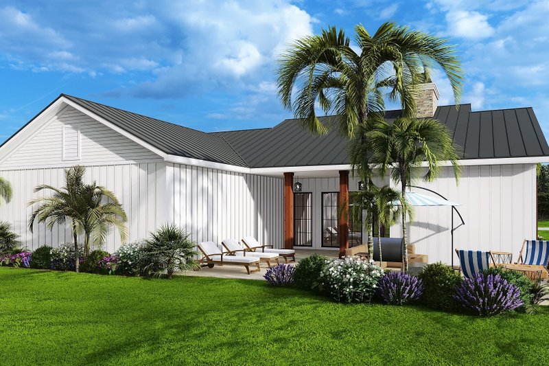 House Plan Design - Exterior - Rear Elevation 2 for Ranch House Plan #54-564 - 3 bed, 2 bath