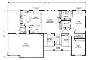 Floor Plan - Main Floor for Craftsman House Plan #53-542 - 3 bed, 2.5 bath