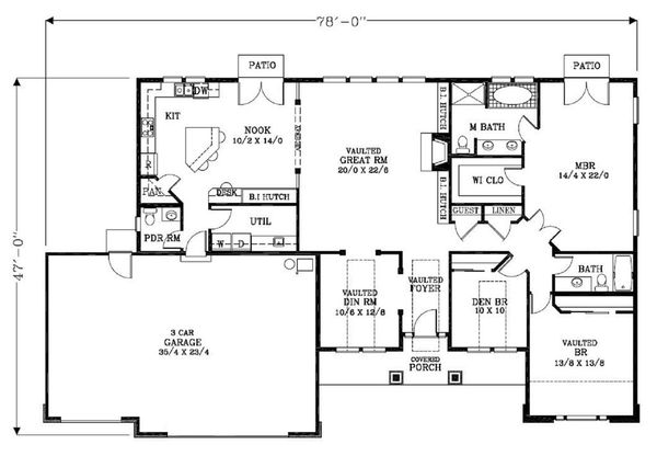 Craftsman Floor Plan - Main Floor Plan #53-542