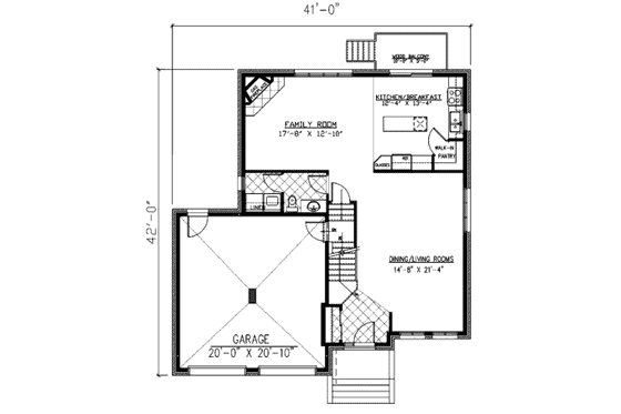 Floor Plan - Main Floor for European House Plan #138-259 - 4 bed, 2.5 bath