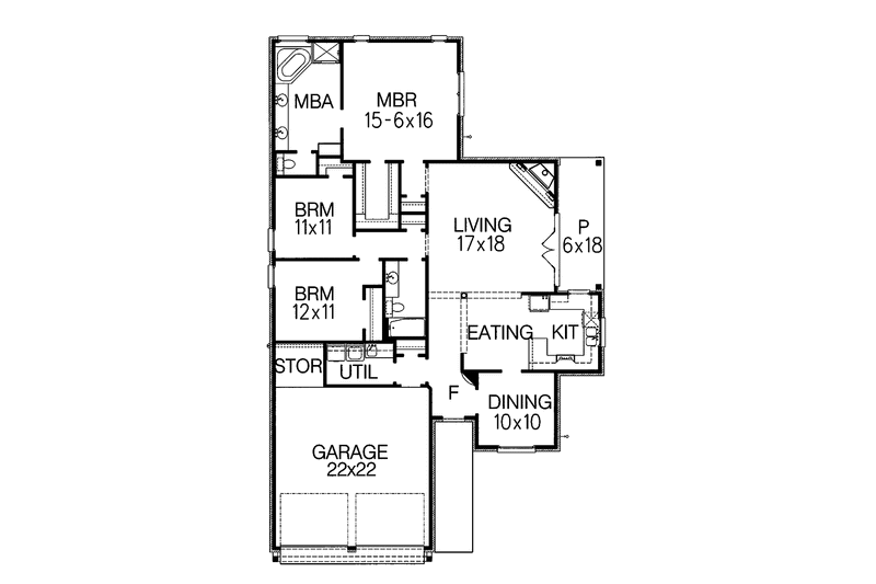 Home Plan - Floor Plan - Main Floor for Country House Plan #15-359 - 3 bed, 2 bath