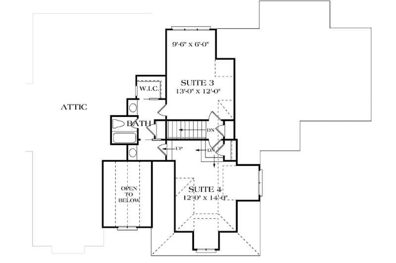 Dream House Plan - Floor Plan - Upper Floor for Craftsman House Plan #453-291 - 4 bed, 3 bath