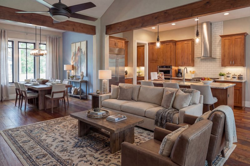 House Design - Interior - Family Room for Farmhouse House Plan #120-296 - 4 bed, 3.5 bath