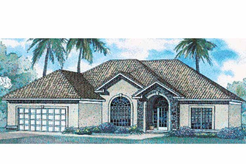 Dream House Plan - Exterior - Front Elevation 3 for Mediterranean House Plan #17-3082 - 3 bed, 2 bath