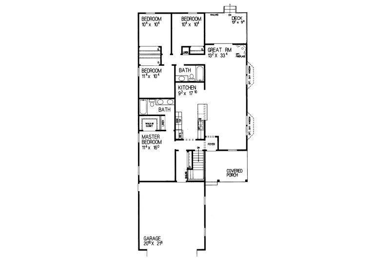 House Design - Floor Plan - Main Floor for Ranch House Plan #72-1039 - 4 bed, 2 bath