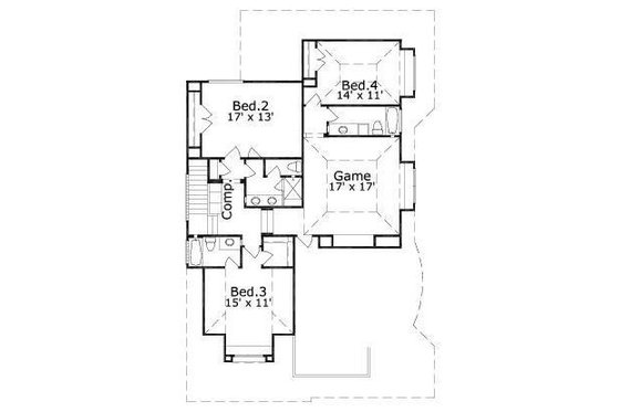 Floor Plan - Upper Floor for European House Plan #411-864 - 5 bed, 4.5 bath