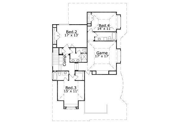 European Floor Plan - Upper Floor Plan #411-864