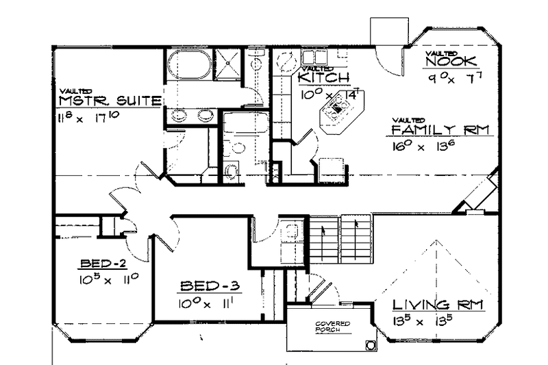 Home Plan - Floor Plan - Main Floor for Contemporary House Plan #308-288 - 3 bed, 2 bath