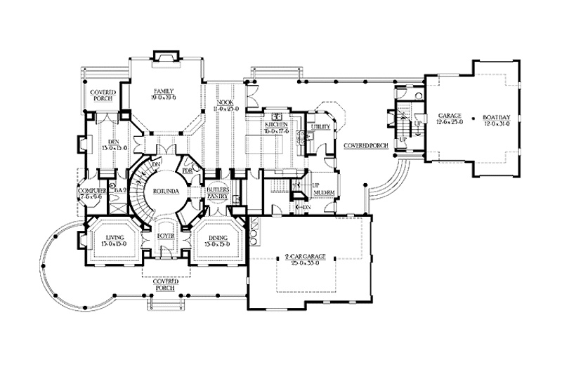 Dream House Plan - Floor Plan - Main Floor for Country House Plan #132-522 - 4 bed, 5 bath