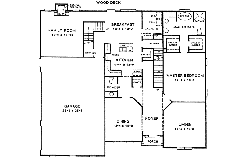 Architectural House Design - Floor Plan - Main Floor for Adobe / Southwestern House Plan #10-279 - 3 bed, 2.5 bath