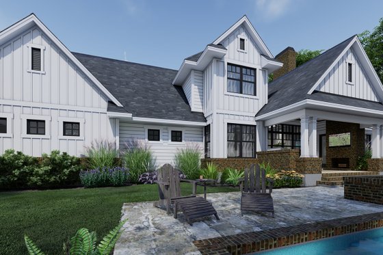 Exterior - Rear Elevation 2 for Farmhouse House Plan #120-266 - 4 bed, 3.5 bath