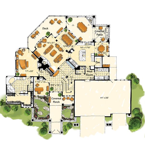 Architectural House Design - Craftsman Floor Plan - Main Floor Plan #942-16