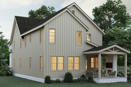 Exterior - Rear Elevation for Tudor House Plan #461-98 - 4 bed, 3 bath