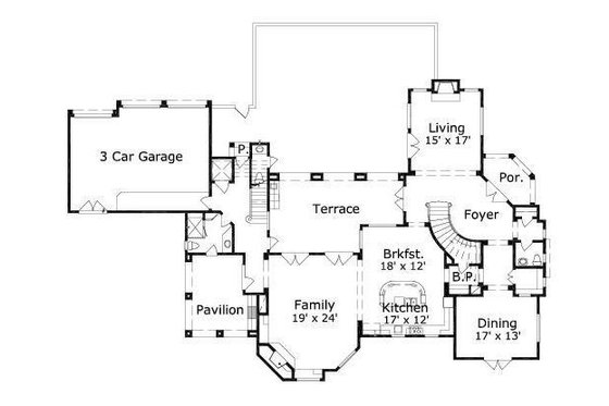 Floor Plan - Main Floor for European House Plan #411-571 - 4 bed, 4.5 bath