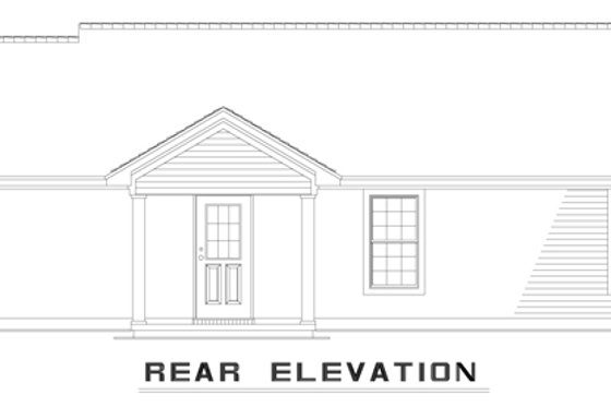 Exterior - Rear Elevation for Ranch House Plan #17-580 - 3 bed, 1 bath