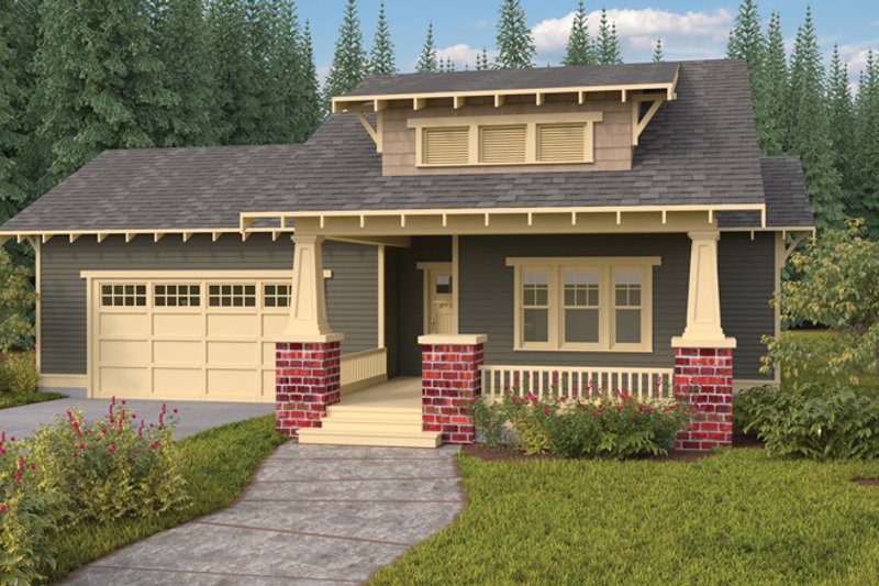 Home Plan - Exterior - Front Elevation 4 for Craftsman House Plan #895-65 - 3 bed, 2 bath