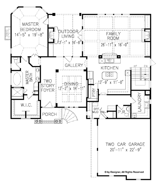 House Plan Design - Craftsman Floor Plan - Main Floor Plan #54-274