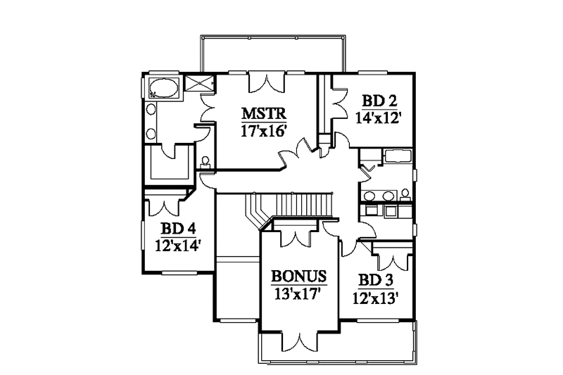 House Plan Design - Floor Plan - Upper Floor for Contemporary House Plan #951-15 - 4 bed, 3.5 bath