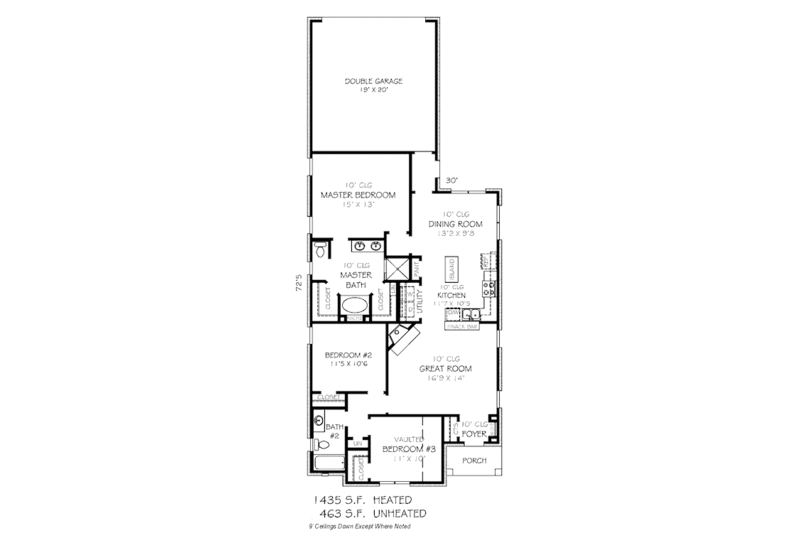 European Style House Plan - 3 Beds 2 Baths 1435 Sq/Ft Plan #424-43 ...