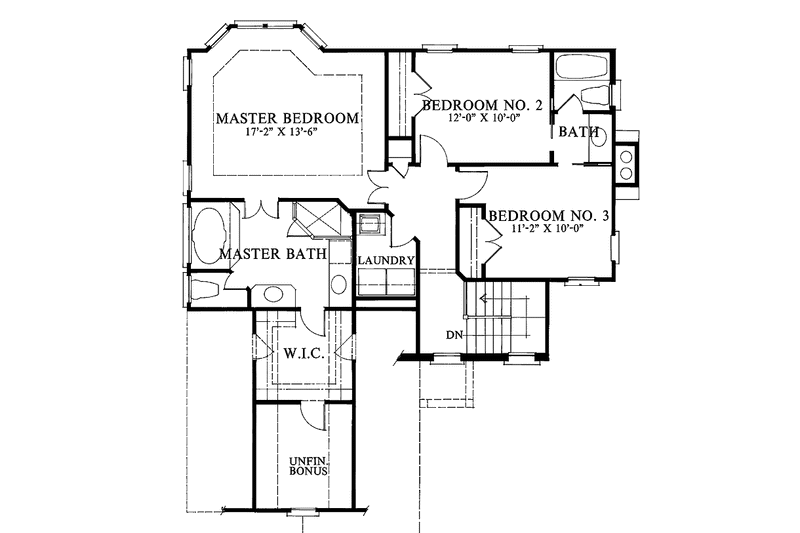 Dream House Plan - Floor Plan - Upper Floor for Country House Plan #429-83 - 3 bed, 2.5 bath
