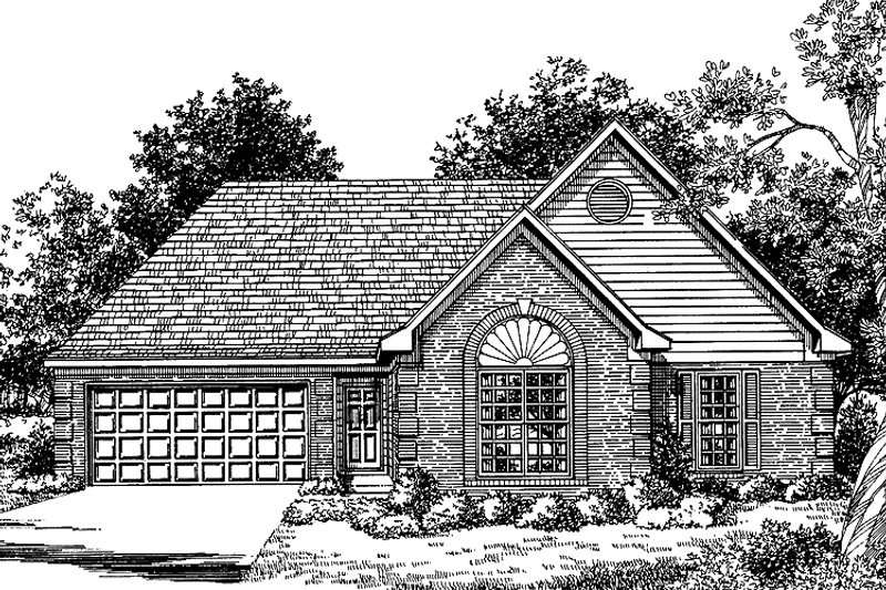 House Blueprint - Exterior - Front Elevation 3 for Ranch House Plan #952-161 - 3 bed, 2 bath
