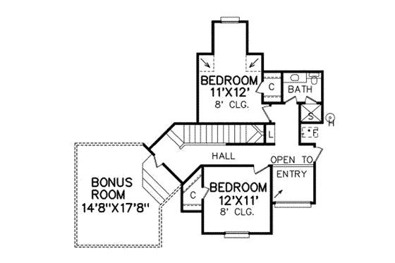 Floor Plan - Upper Floor for Traditional House Plan #65-348 - 4 bed, 3 bath