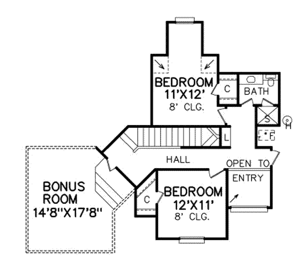 Traditional Floor Plan - Upper Floor Plan #65-348