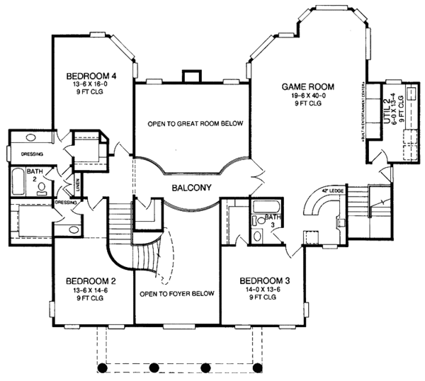 Architectural House Design - Classical Floor Plan - Upper Floor Plan #952-252