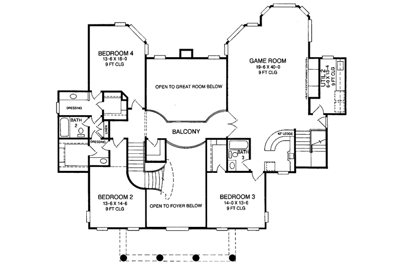 Architectural House Design - Floor Plan - Upper Floor for Classical House Plan #952-252 - 4 bed, 3 bath