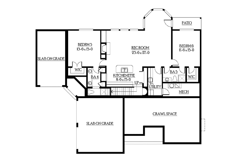 Home Plan - Floor Plan - Lower Floor for Craftsman House Plan #132-506 - 6 bed, 5.5 bath