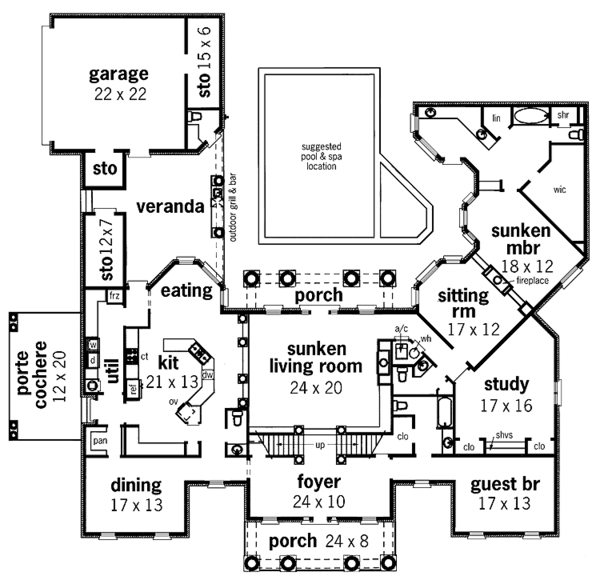 House Plan Design - Classical Floor Plan - Main Floor Plan #45-413