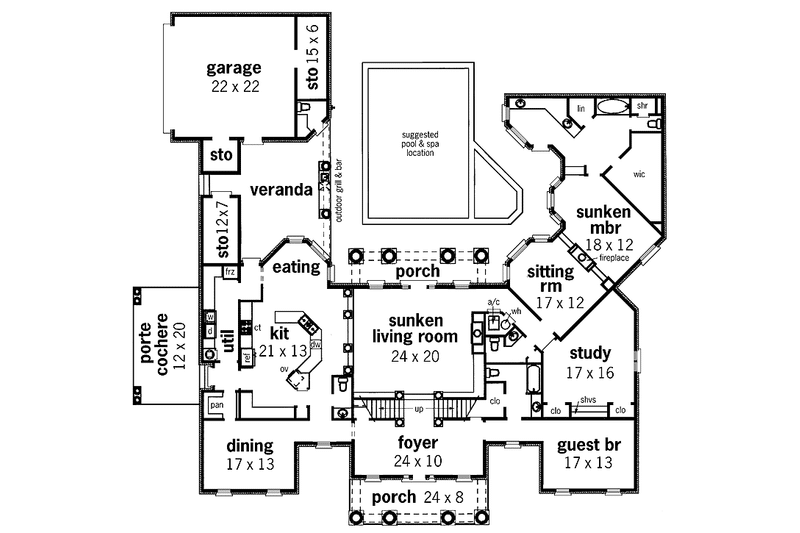 Dream House Plan - Floor Plan - Main Floor for Classical House Plan #45-413 - 4 bed, 4 bath
