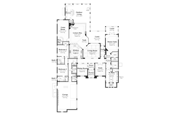 Floor Plan - Main Floor for Mediterranean House Plan #930-447 - 3 bed, 3.5 bath