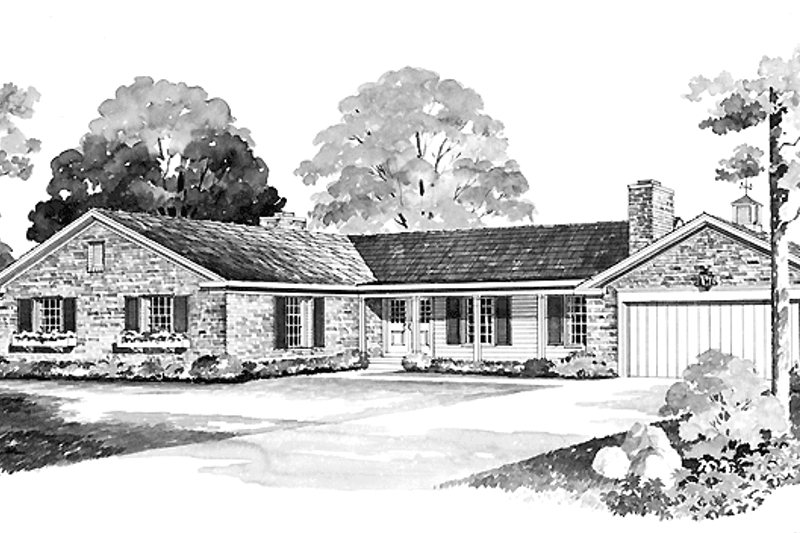 Home Plan - Country Exterior - Front Elevation Plan #72-556