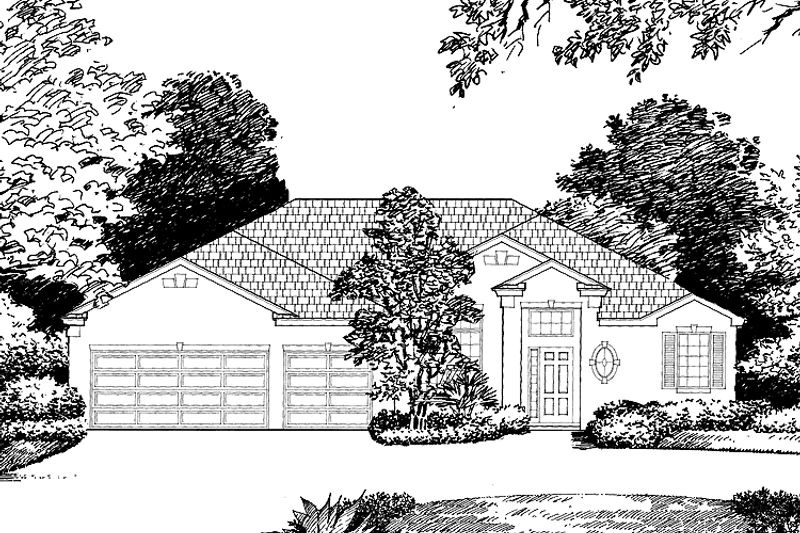 Home Plan - Exterior - Front Elevation 3 for Mediterranean House Plan #1015-24 - 4 bed, 3 bath