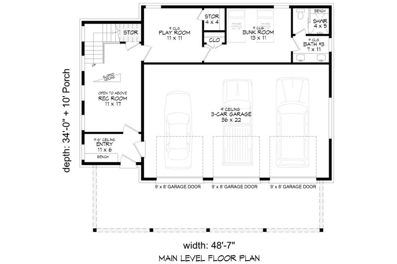 Architectural House Design - Floor Plan - Lower Floor for Contemporary House Plan #932-1245 - 3 bed, 3.5 bath