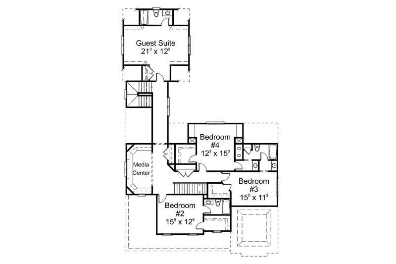 House Blueprint - Floor Plan - Upper Floor for Colonial House Plan #429-278 - 5 bed, 4.5 bath