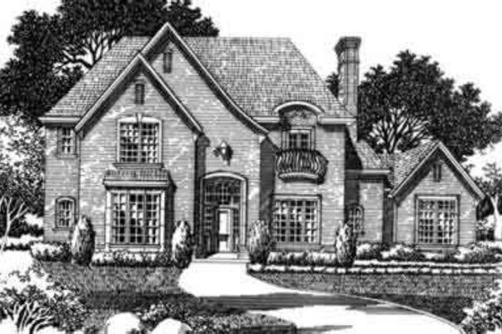 Exterior - Front Elevation for European House Plan #141-152 - 5 bed, 5 bath