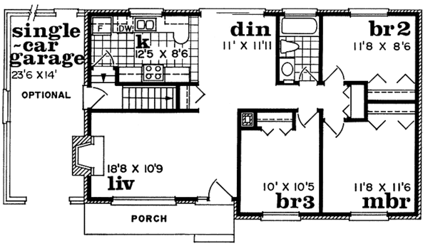 Architectural House Design - Colonial Floor Plan - Main Floor Plan #47-686