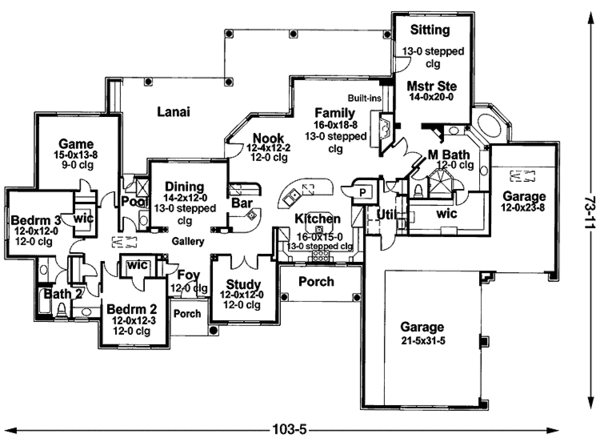 House Design - Mediterranean Floor Plan - Main Floor Plan #120-217