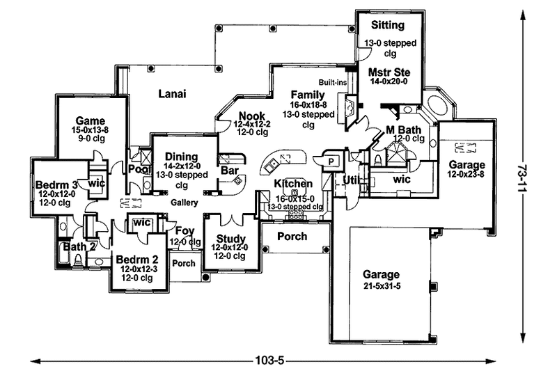 Home Plan - Floor Plan - Main Floor for Mediterranean House Plan #120-217 - 3 bed, 3 bath