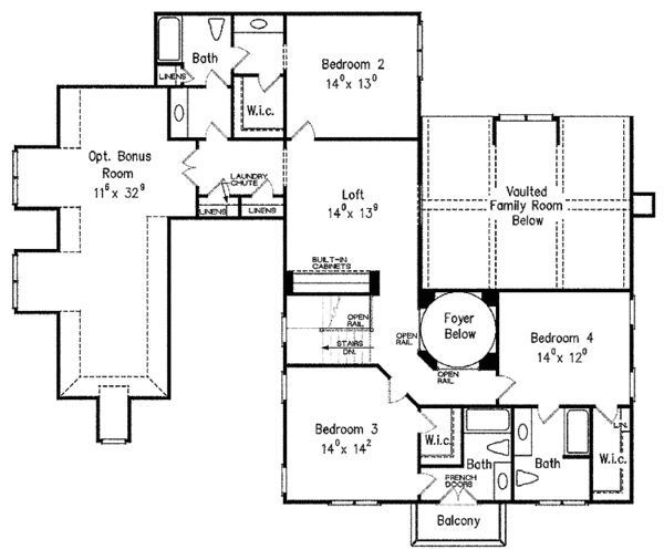 House Blueprint - European Floor Plan - Upper Floor Plan #927-417