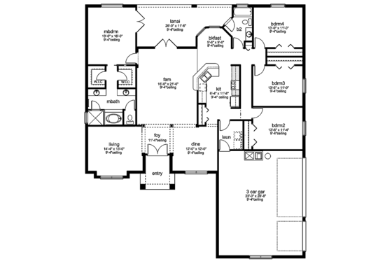 Floor Plan - Main Floor for European House Plan #1058-133 - 4 bed, 2 bath