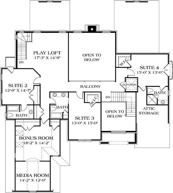 Dream House Plan - Traditional Floor Plan - Upper Floor Plan #453-602