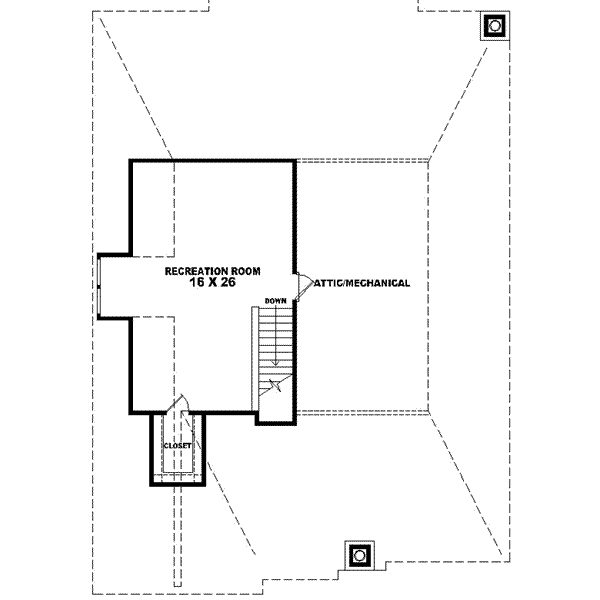 Floor Plan - Upper Floor for Traditional House Plan #81-445 - 3 bed, 2 bath